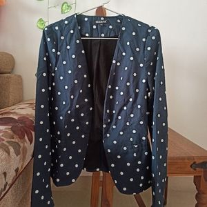 Navy blue white Polka dot blazer
